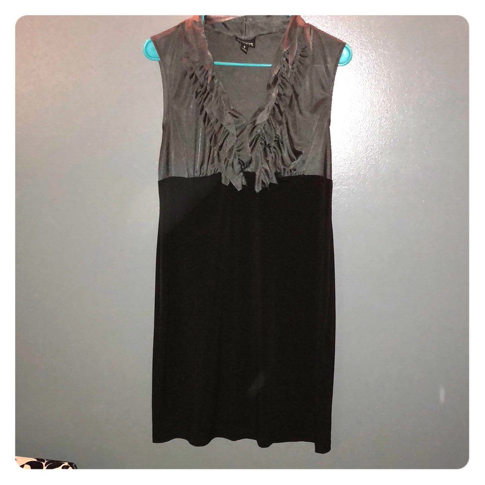 Black dress with olive/grey top half detail
